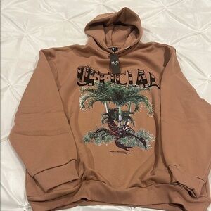 Boohoo Brown Graphic Hoodie Sweatshirt size S